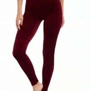 SPANX Leggings Size Medium Velvet Burgundy High Waist